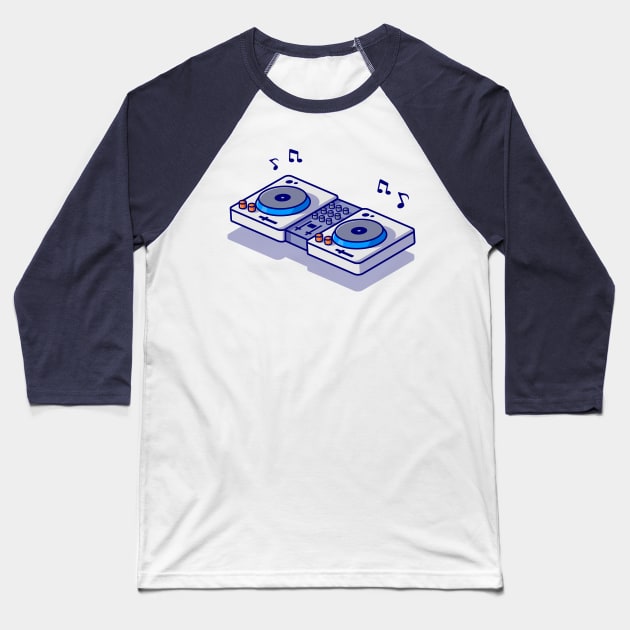 Turntable With Vinyl Cartoon Baseball T-Shirt by Catalyst Labs